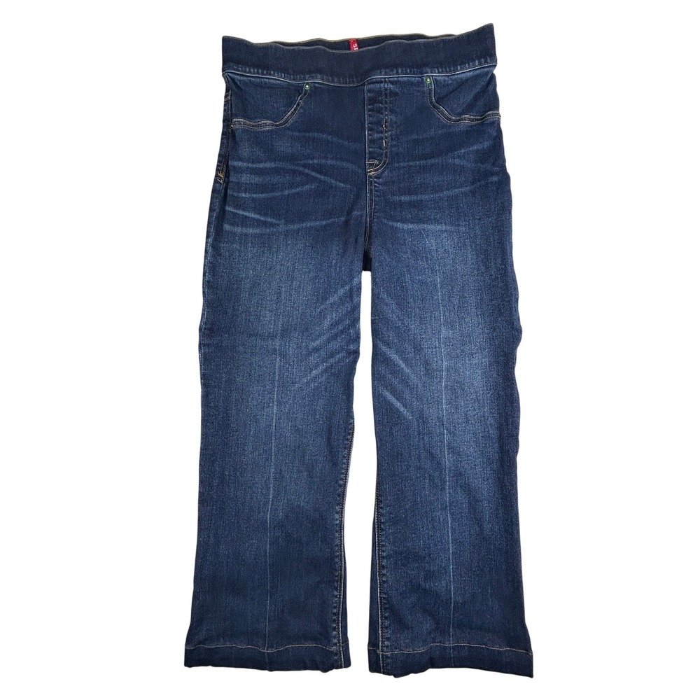 Spanx Cropped Straight Jeans Womens M Medium Wash Pull On High Rise Shaping
